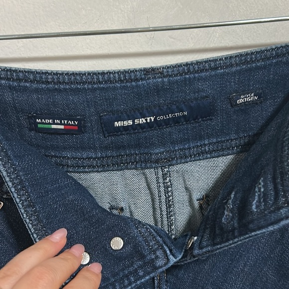 MISS SIXTY COLLECTION Denim Ruched Ankle Zip Skinny Jeans size 24 y2k vintage - Picture 10 of 12